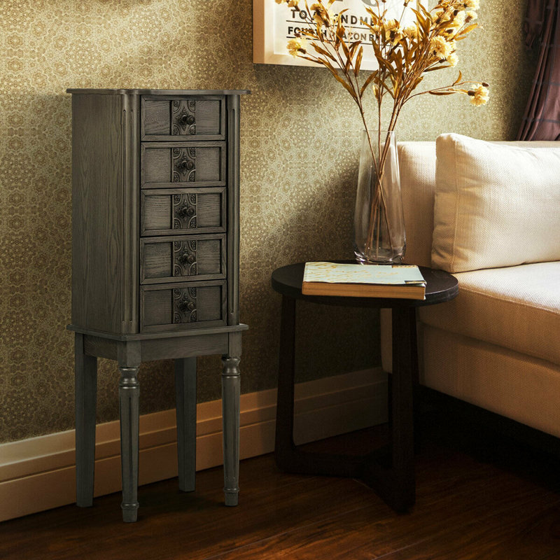 Canora Grey Northtrop Jewelry Armoire with Mirror Wayfair